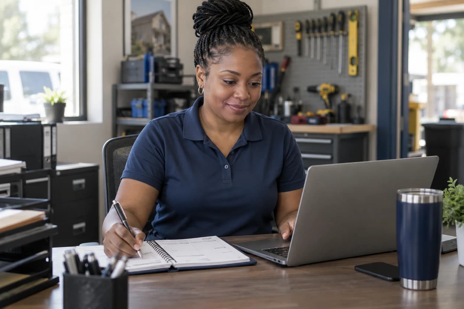 A working scene in a residential services business