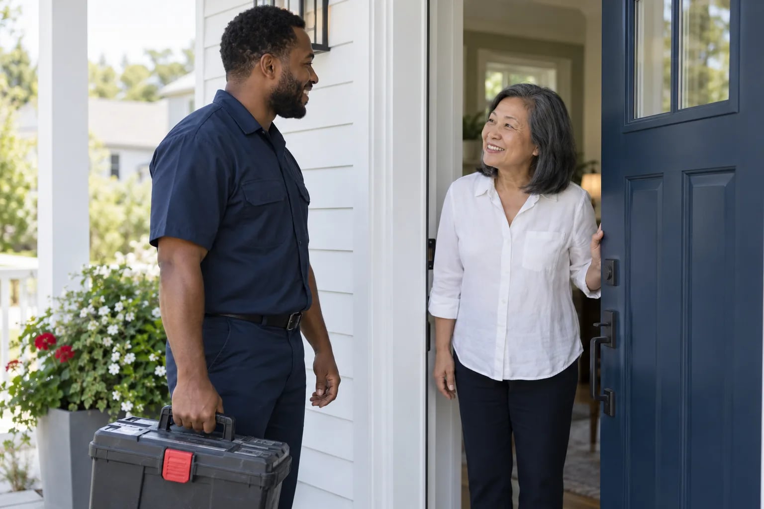 A customer conversation in a residential services setting