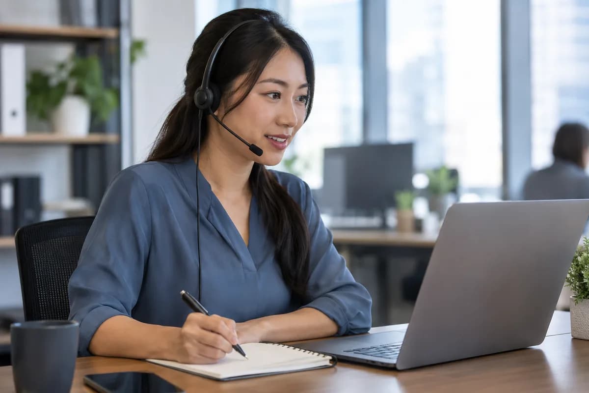 Telephone interviewer listening and recording survey responses